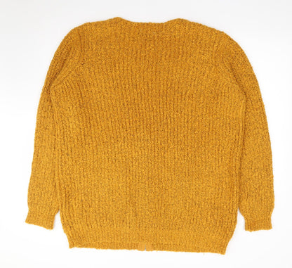 Womens UK Size L Papaya Yellow Full Zip Jumper