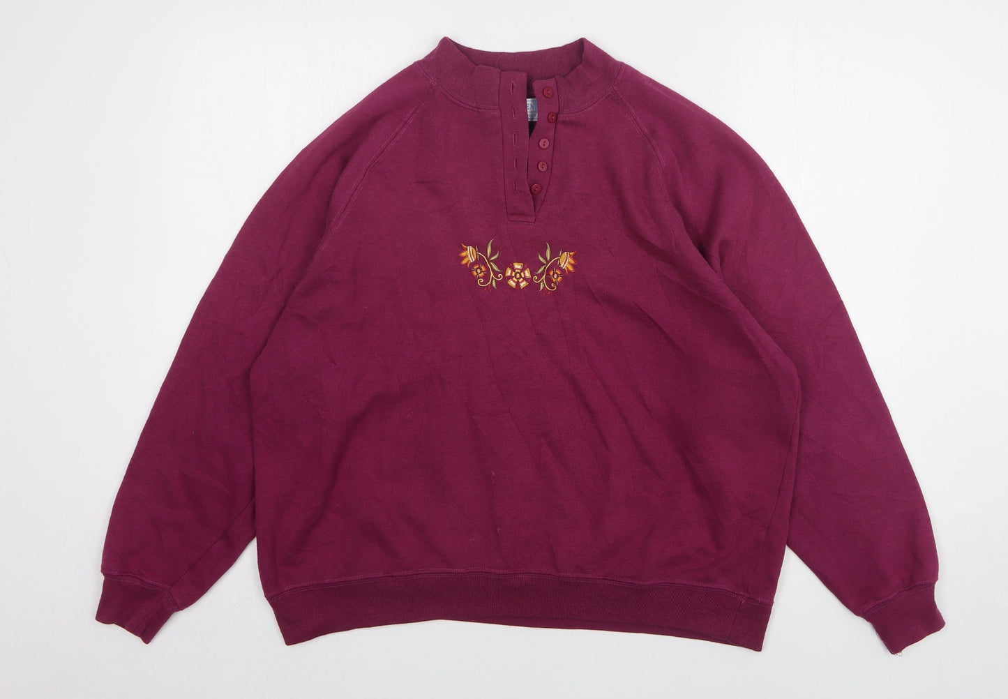 Compliments Womens Purple Polyester Pullover Sweatshirt Size L
