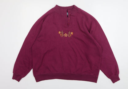 Compliments Womens Purple Polyester Pullover Sweatshirt Size L