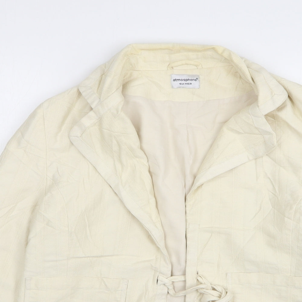 Atmosphere Womens Beige Cotton Jacket Blazer Size 16