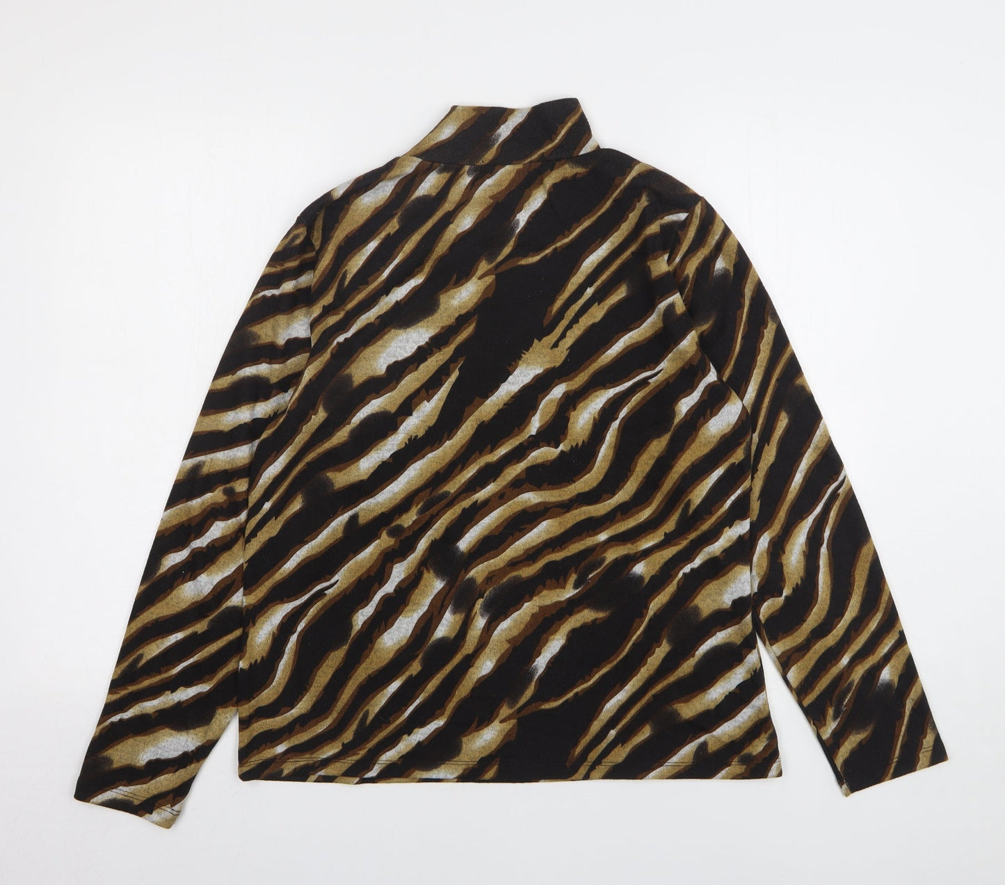First Avenue Womens Multicoloured High Neck Animal Print Polyester Pullover Jumper Size M