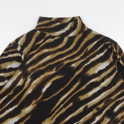 First Avenue Womens Multicoloured High Neck Animal Print Polyester Pullover Jumper Size M