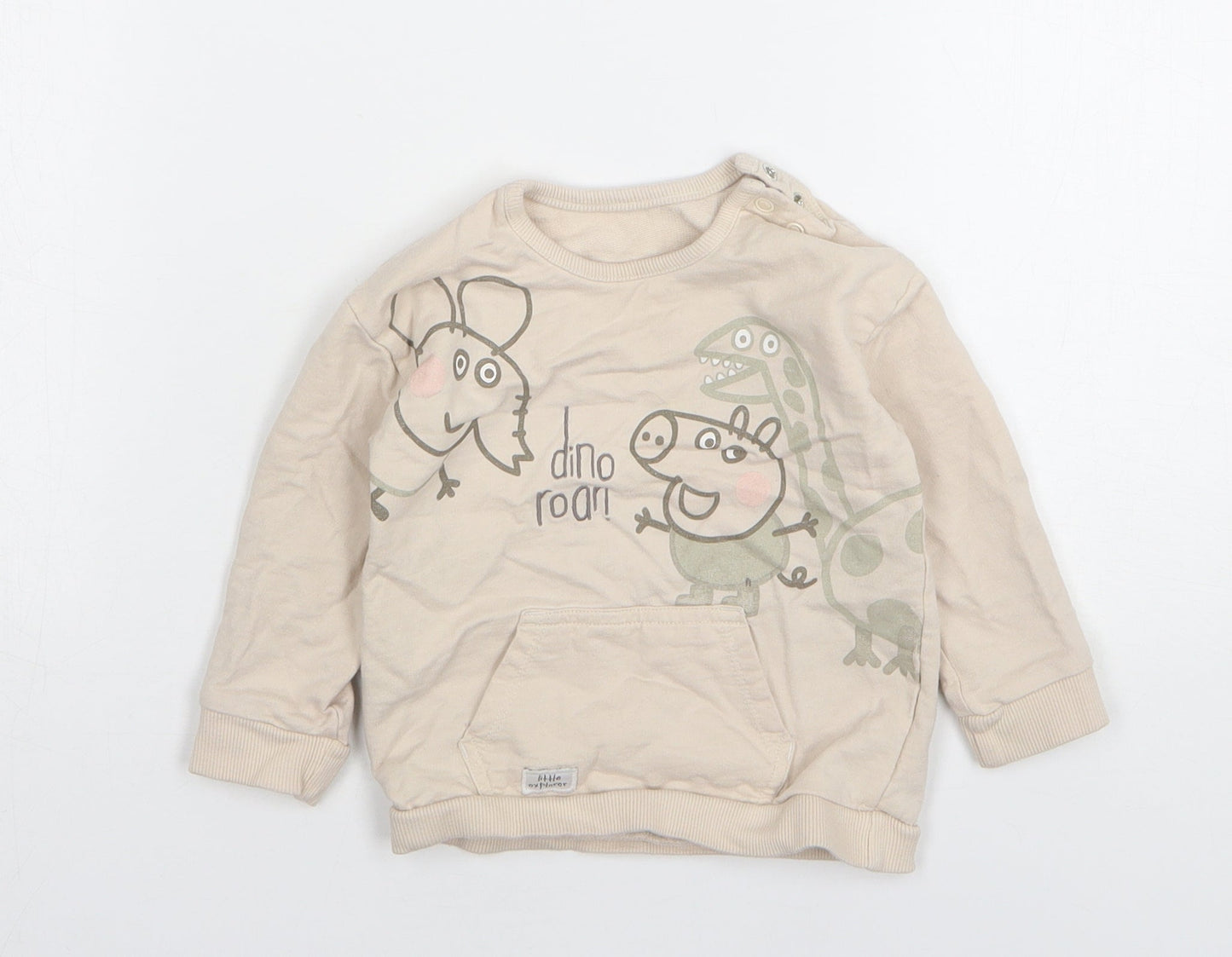 George Girls Beige Cotton Pullover Jumper Size 12-18 Months - George Pig
