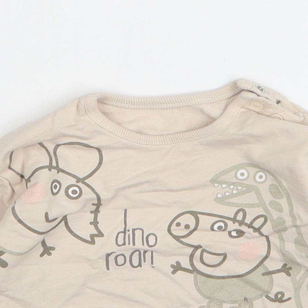 George Girls Beige Cotton Pullover Jumper Size 12-18 Months - George Pig