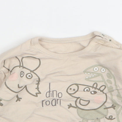 George Girls Beige Cotton Pullover Jumper Size 12-18 Months - George Pig