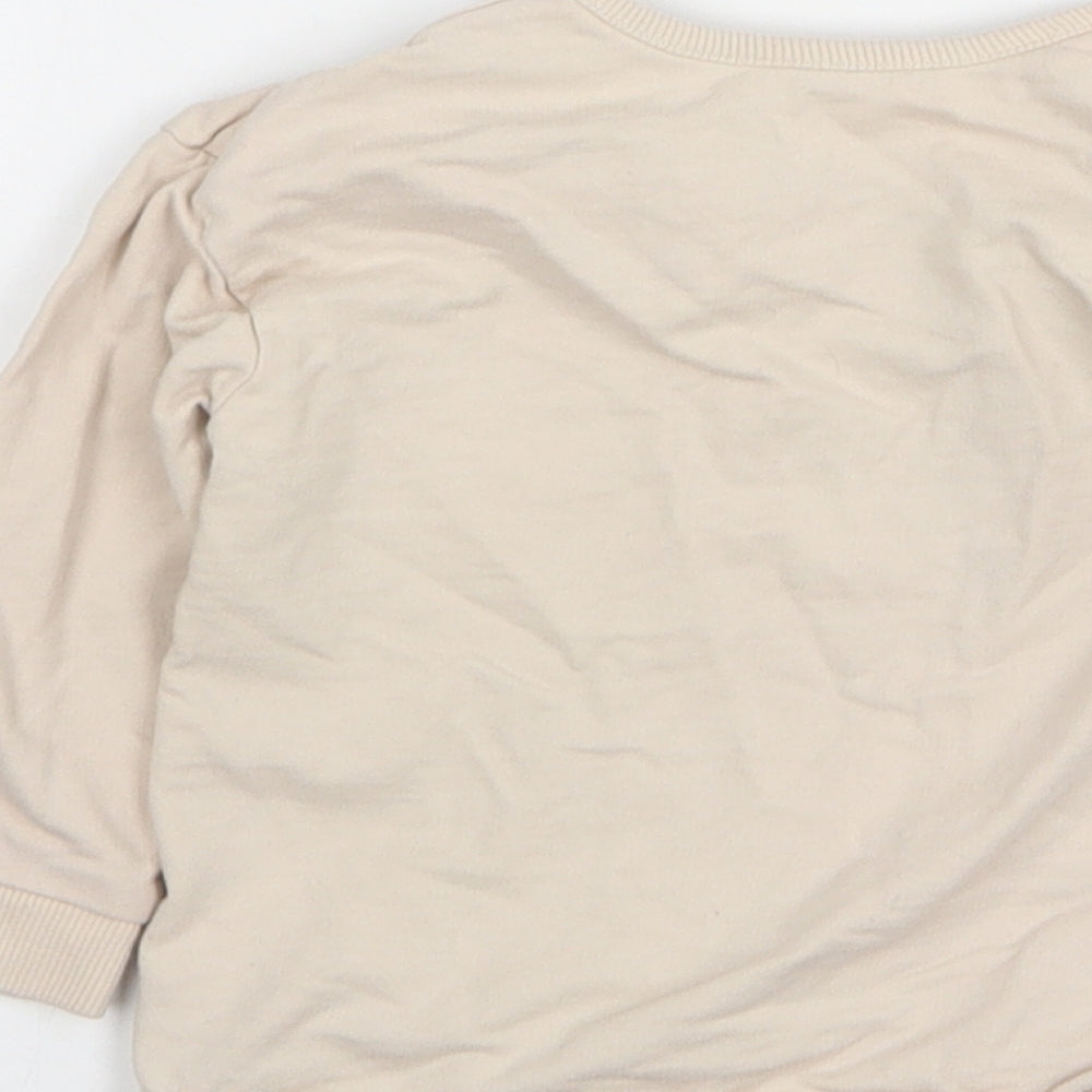 George Girls Beige Cotton Pullover Jumper Size 12-18 Months - George Pig