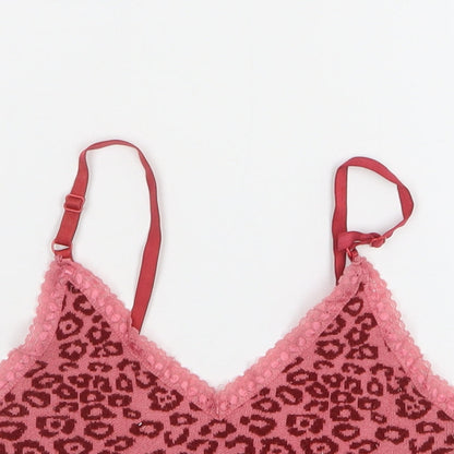 Shein Womens Pink Animal Print Polyester Cropped Tank Size 8 V-Neck