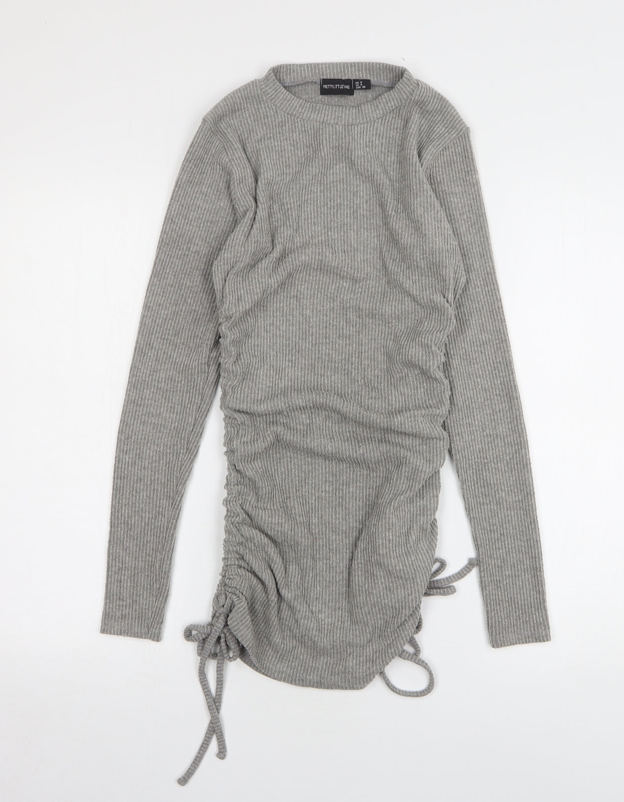 Boohoo Womens Grey Round Neck Viscose Pullover Jumper Size 8