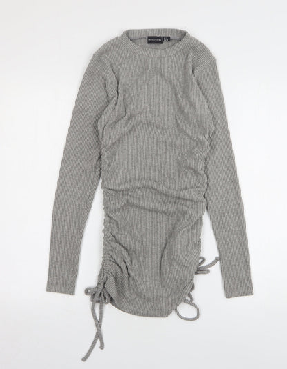 Boohoo Womens Grey Round Neck Viscose Pullover Jumper Size 8