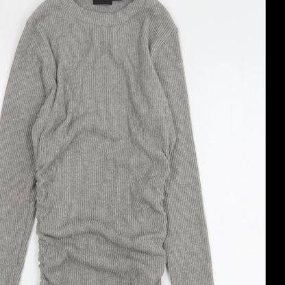 Boohoo Womens Grey Round Neck Viscose Pullover Jumper Size 8