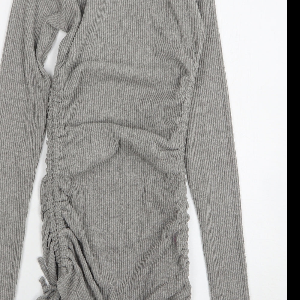 Boohoo Womens Grey Round Neck Viscose Pullover Jumper Size 8