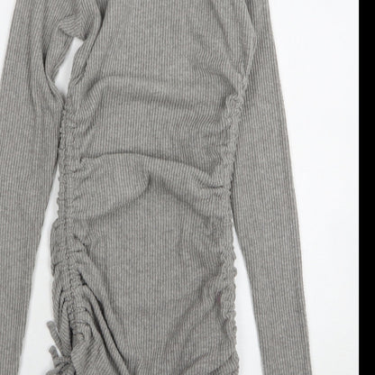 Boohoo Womens Grey Round Neck Viscose Pullover Jumper Size 8