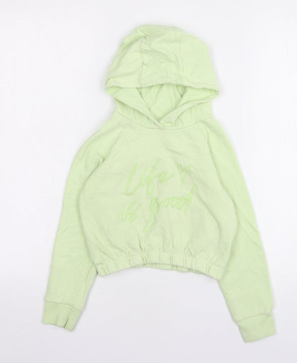 Pep&Co Girls Green Cotton Pullover Hoodie Size 7-8 Years