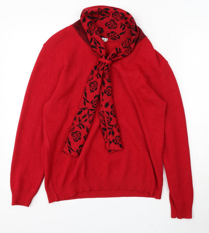 Hand to Hand Womens Red Roll Neck Acrylic Pullover Jumper Size S