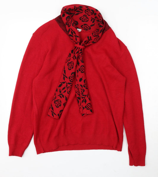 Hand to Hand Womens Red Roll Neck Acrylic Pullover Jumper Size S