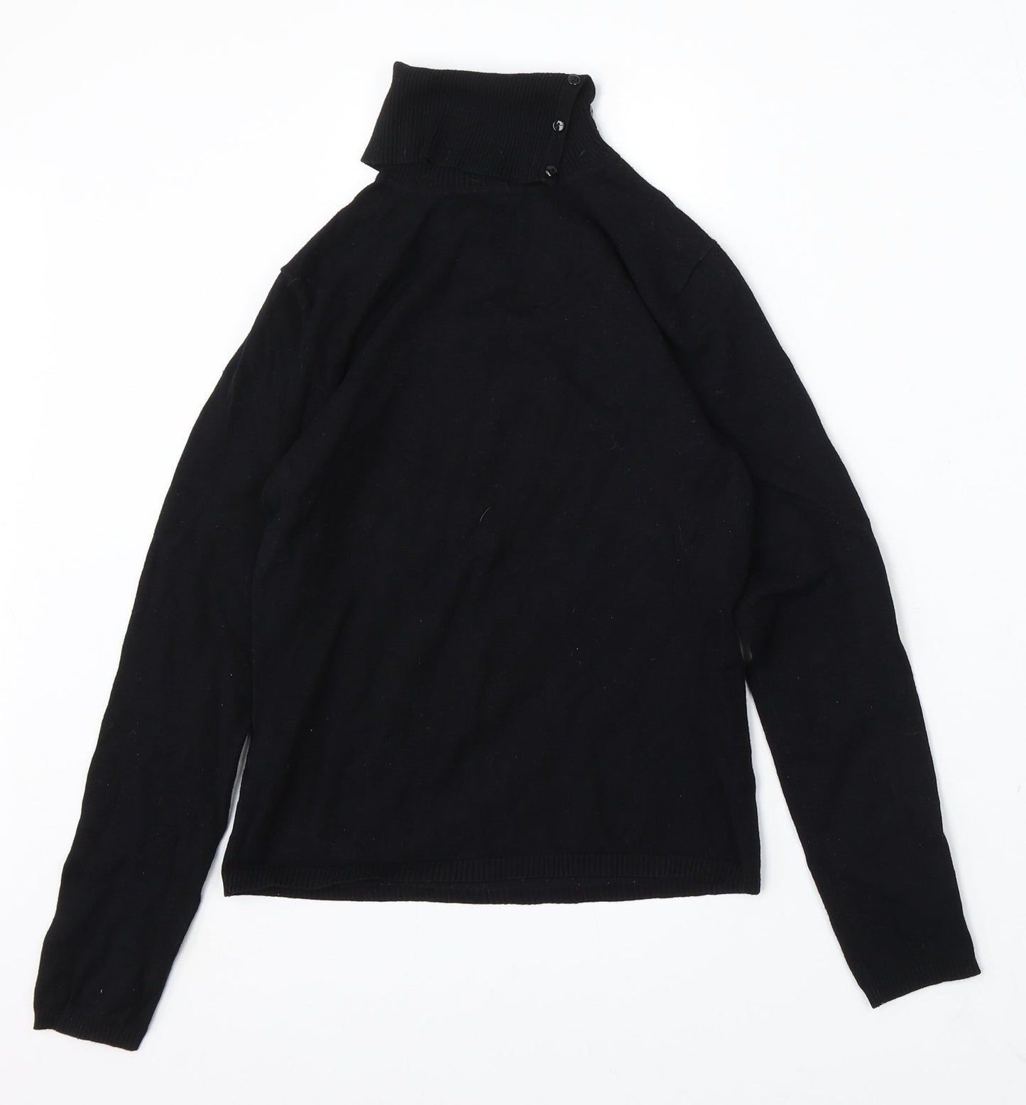 AMARANTO Womens Black Roll Neck Polyester Pullover Jumper Size S