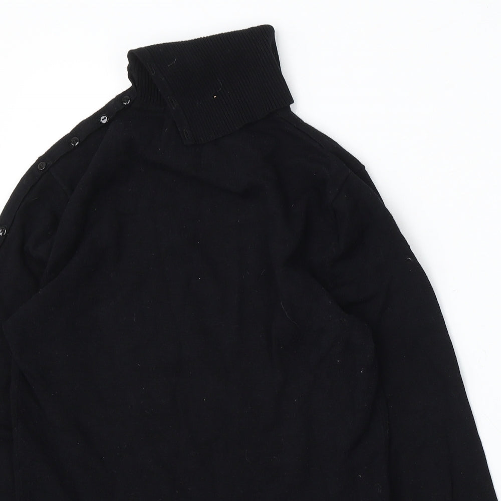 AMARANTO Womens Black Roll Neck Polyester Pullover Jumper Size S