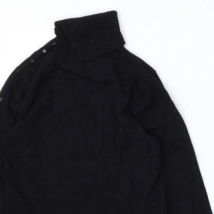 AMARANTO Womens Black Roll Neck Polyester Pullover Jumper Size S