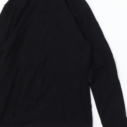 AMARANTO Womens Black Roll Neck Polyester Pullover Jumper Size S