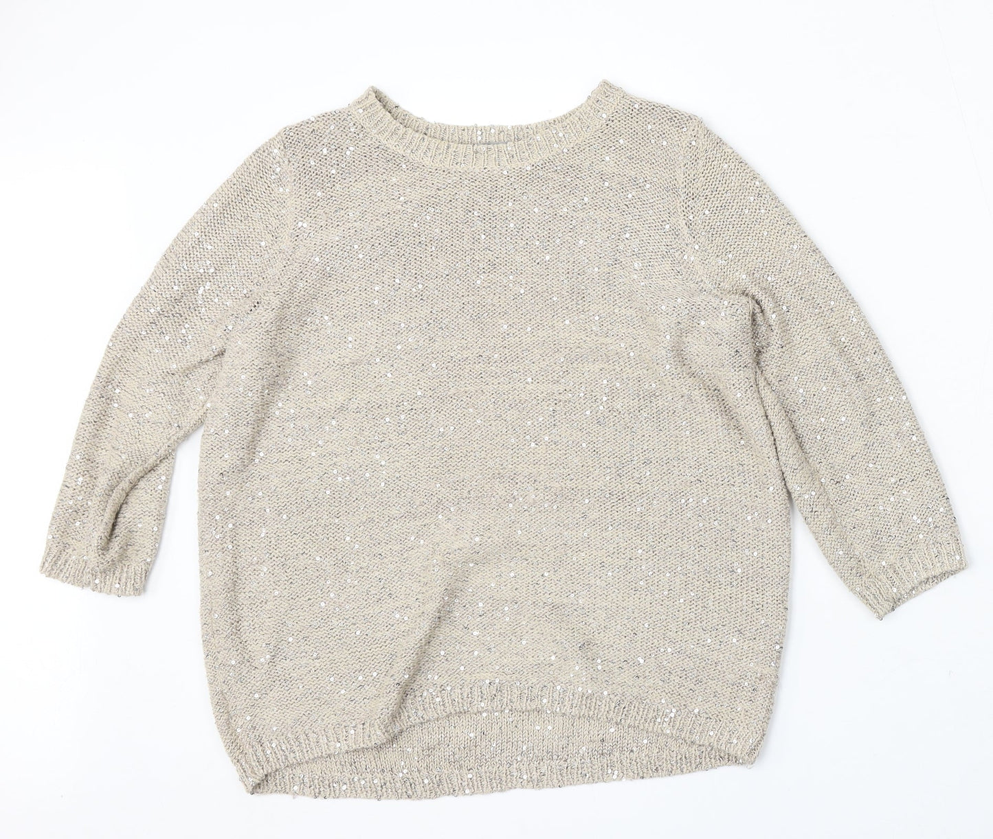 Womens UK Size 14 Marks and Spencer Beige Pullover Jumper