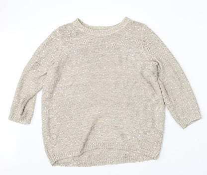 Womens UK Size 14 Marks and Spencer Beige Pullover Jumper
