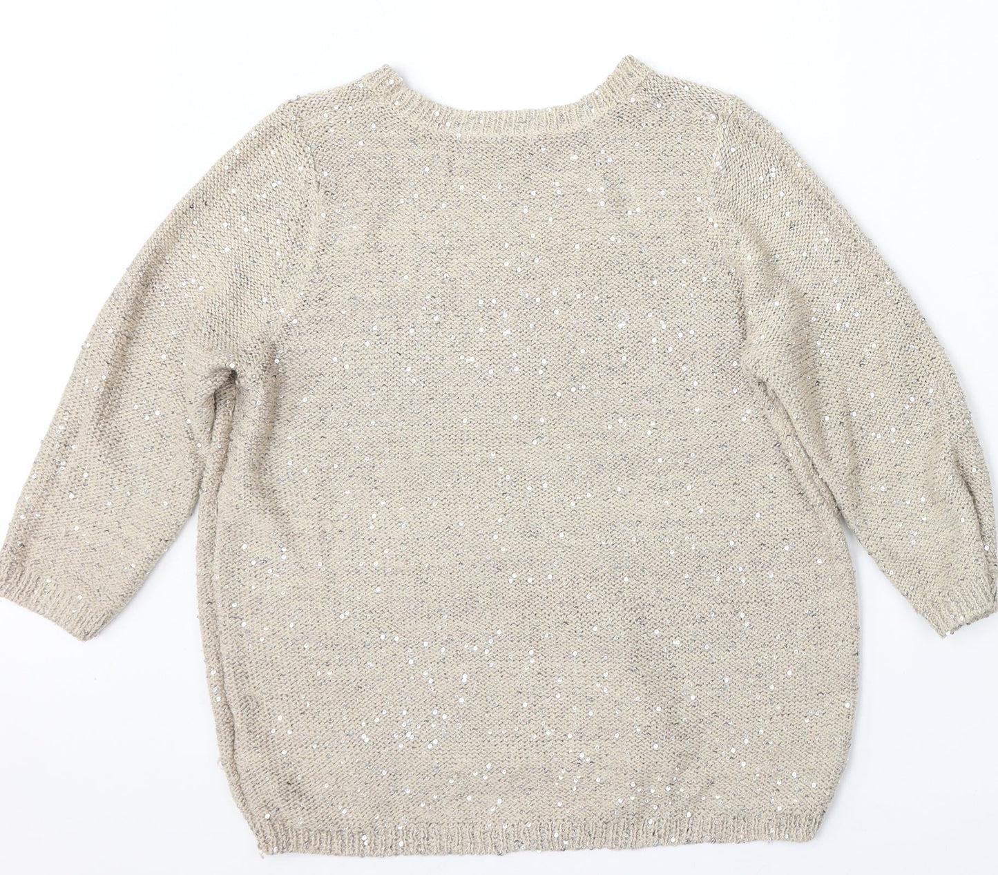 Womens UK Size 14 Marks and Spencer Beige Pullover Jumper