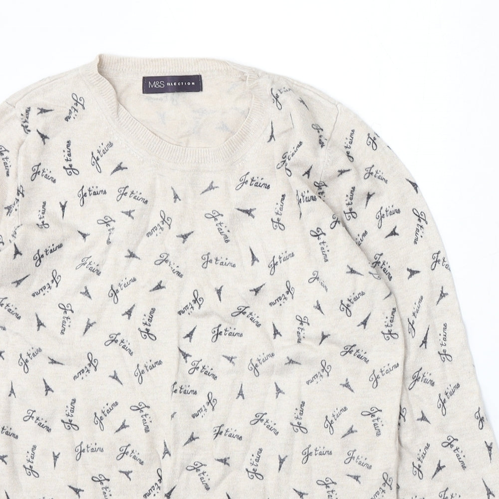 Womens UK Size 12 Marks and Spencer Beige Pullover Jumper