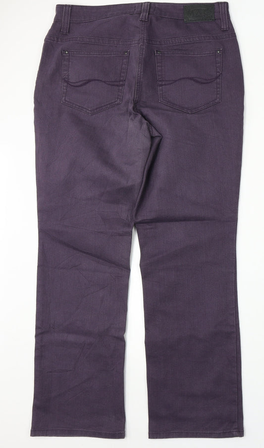 MAC Womens Purple Cotton Bootcut Jeans Size 36 L31 in Regular Button