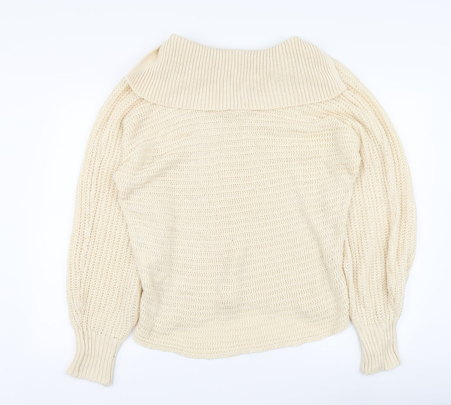 Missguided Womens Beige V-Neck Acrylic Pullover Jumper Size 8