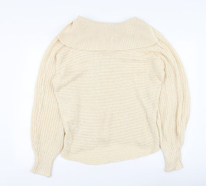 Missguided Womens Beige V-Neck Acrylic Pullover Jumper Size 8