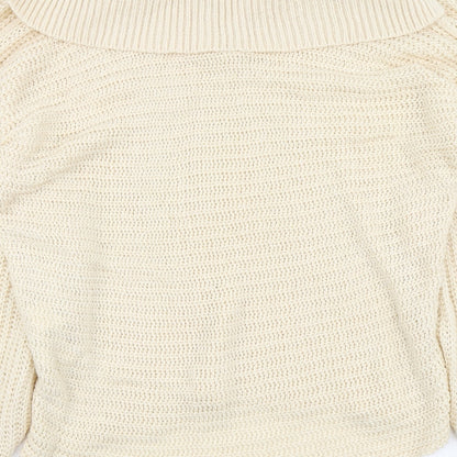 Missguided Womens Beige V-Neck Acrylic Pullover Jumper Size 8