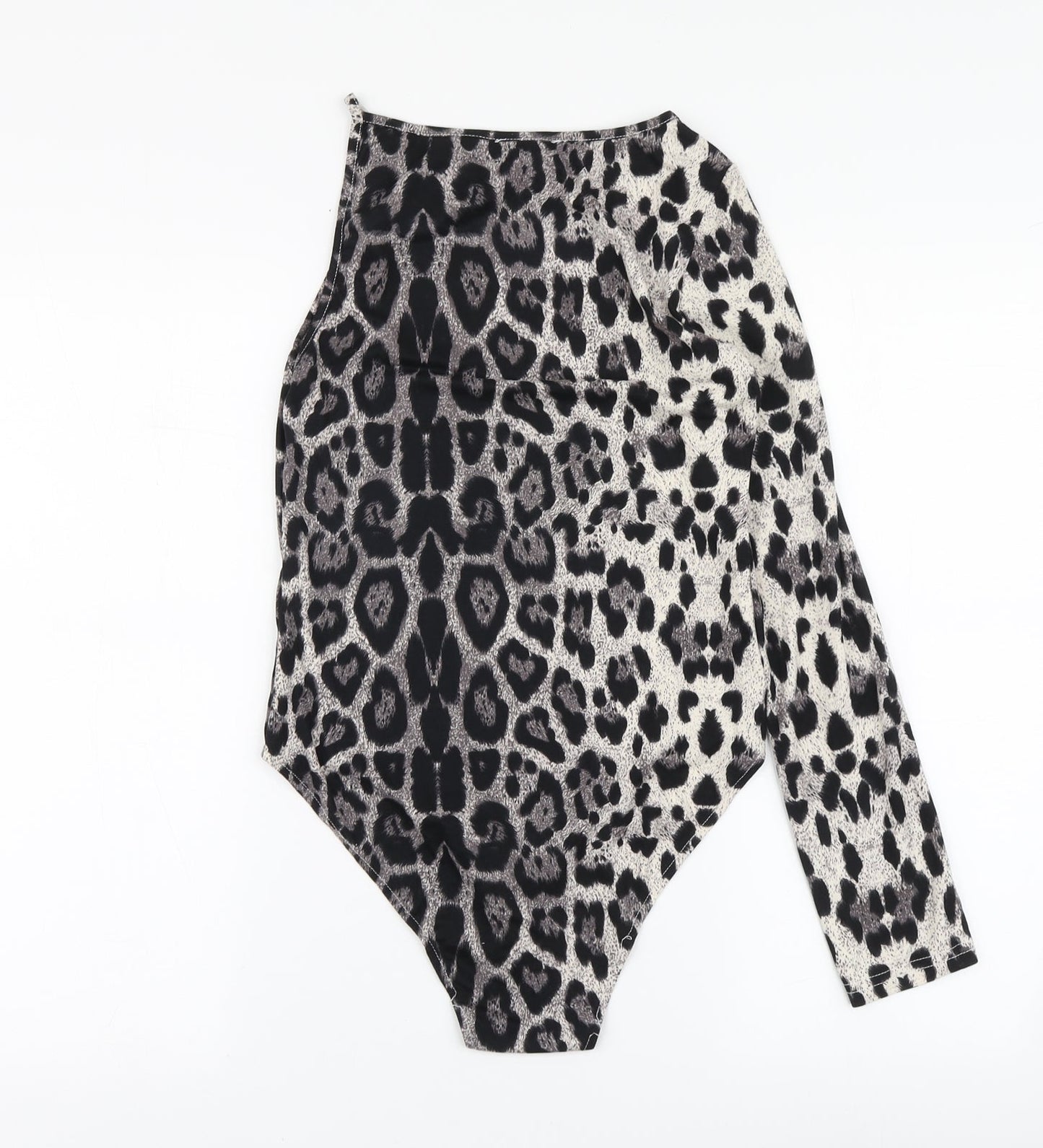 AX Womens Grey Animal Print Polyester Bodysuit One-Piece Size 12