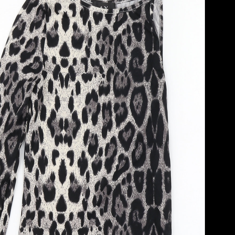 AX Womens Grey Animal Print Polyester Bodysuit One-Piece Size 12