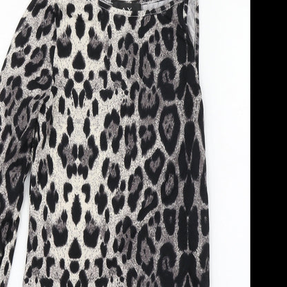 AX Womens Grey Animal Print Polyester Bodysuit One-Piece Size 12