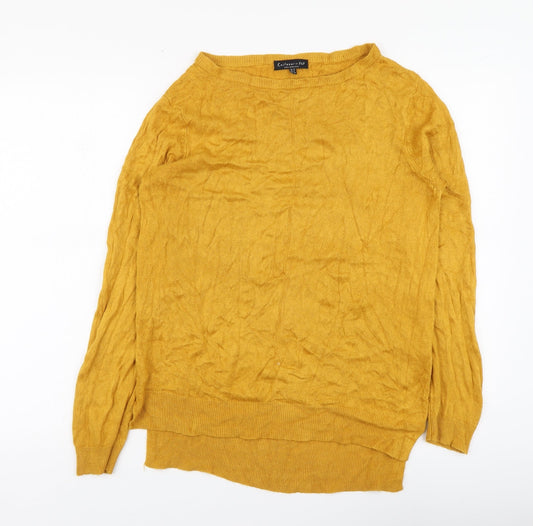 F&F Womens Yellow Round Neck Acrylic Pullover Jumper Size 12