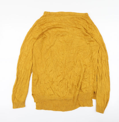 F&F Womens Yellow Round Neck Acrylic Pullover Jumper Size 12