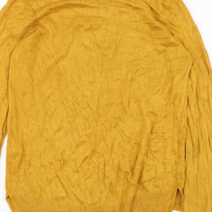 F&F Womens Yellow Round Neck Acrylic Pullover Jumper Size 12