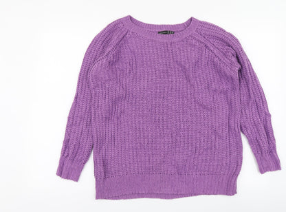 Atmosphere Womens Purple Round Neck Acrylic Pullover Jumper Size 10