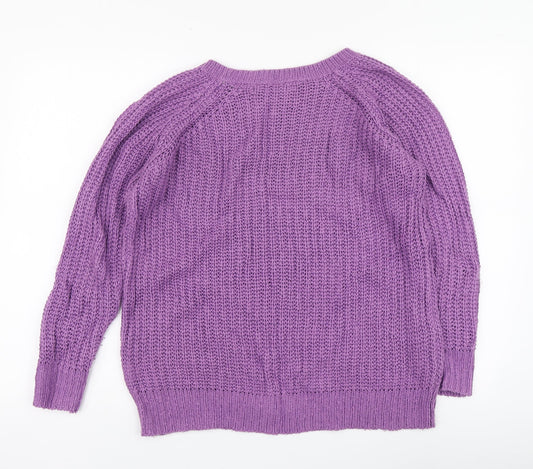 Atmosphere Womens Purple Round Neck Acrylic Pullover Jumper Size 10