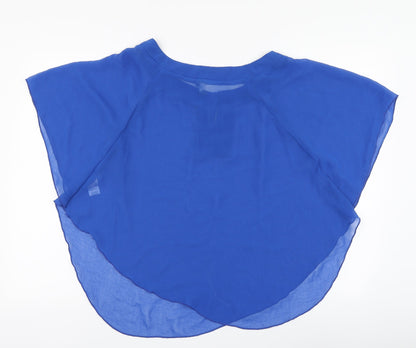 Envie Womens Blue Polyester Basic Blouse Size 8 Round Neck