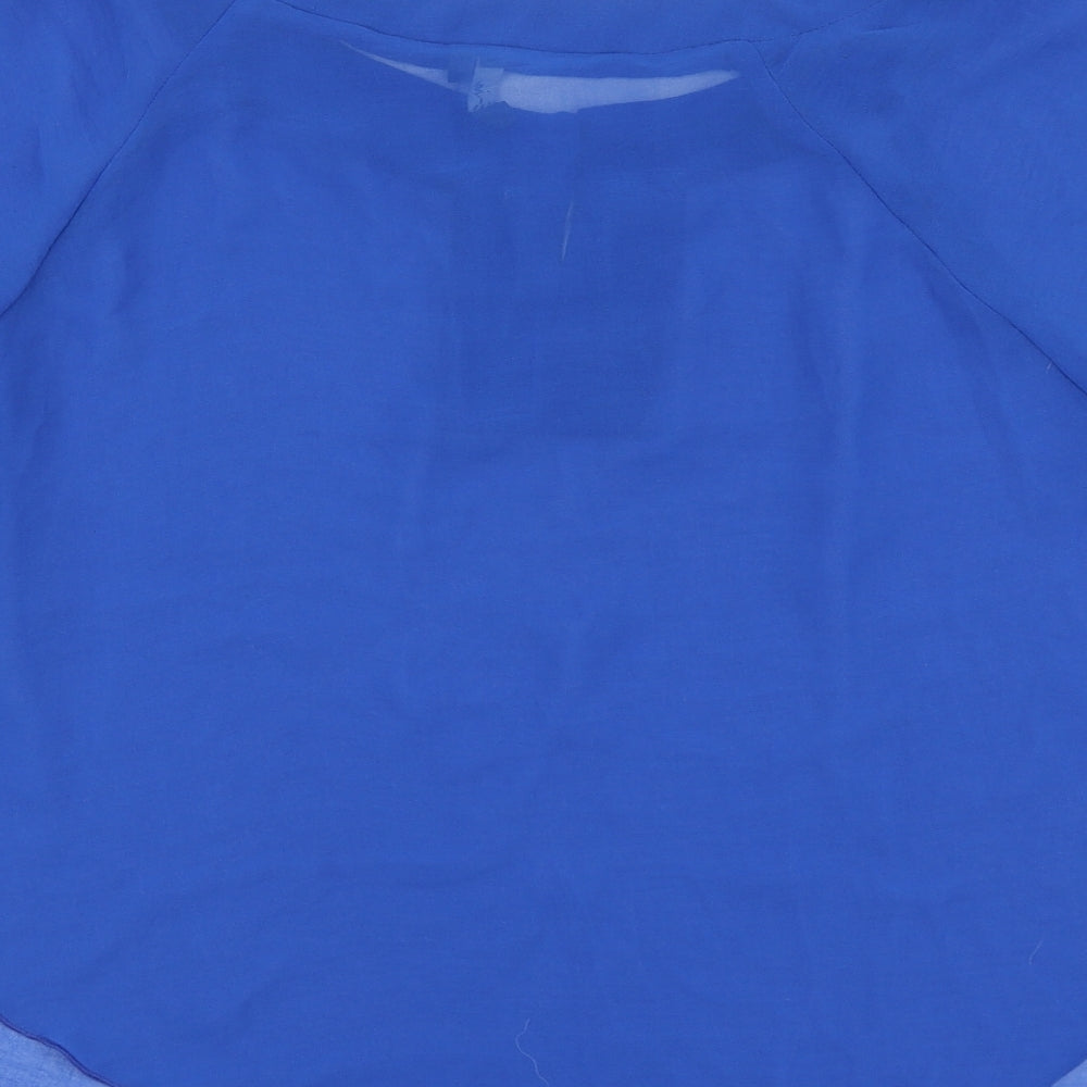 Envie Womens Blue Polyester Basic Blouse Size 8 Round Neck