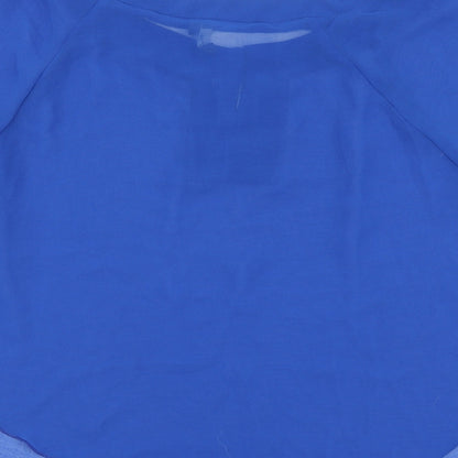 Envie Womens Blue Polyester Basic Blouse Size 8 Round Neck