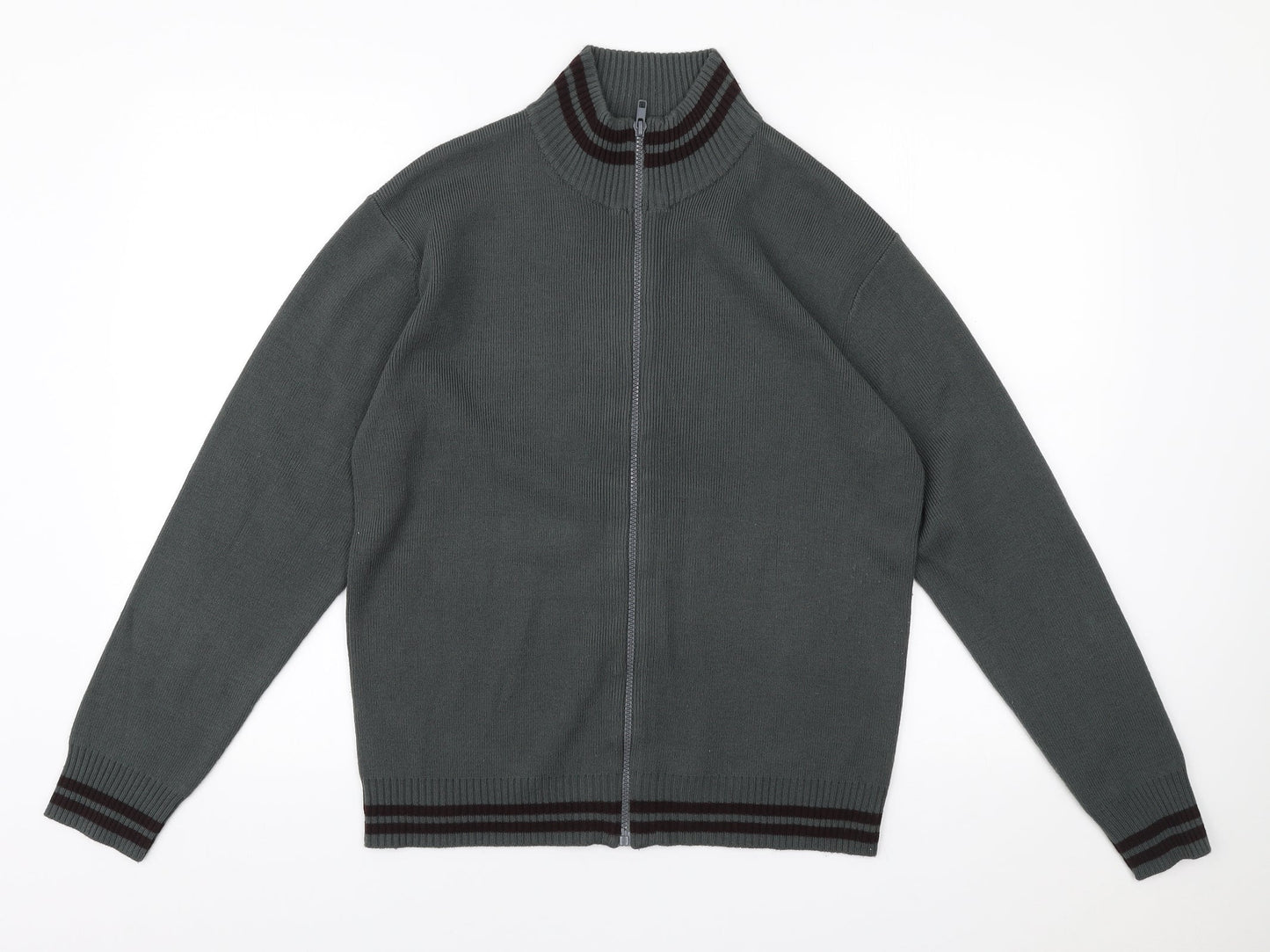 Simon Clark Mens Green High Neck Acrylic Full Zip Jumper Size M