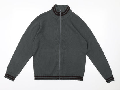 Simon Clark Mens Green High Neck Acrylic Full Zip Jumper Size M