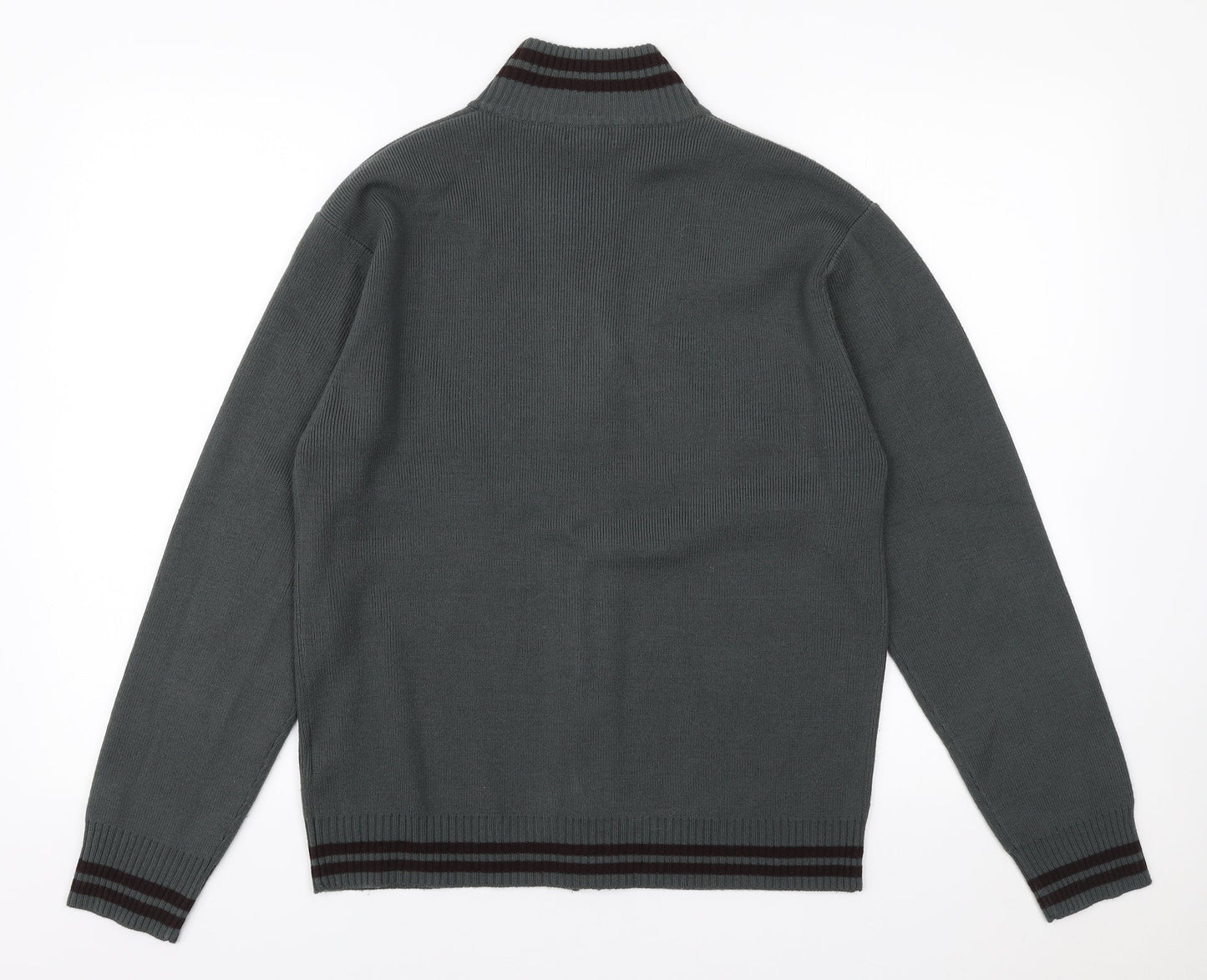 Simon Clark Mens Green High Neck Acrylic Full Zip Jumper Size M