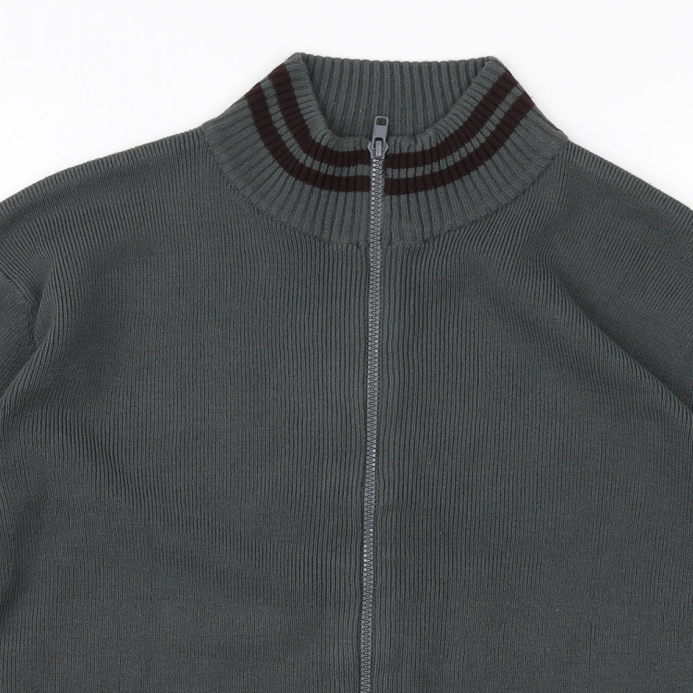 Simon Clark Mens Green High Neck Acrylic Full Zip Jumper Size M