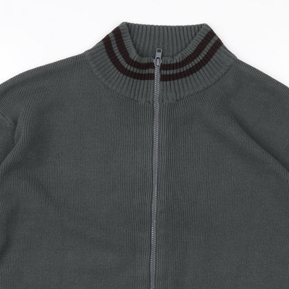 Simon Clark Mens Green High Neck Acrylic Full Zip Jumper Size M
