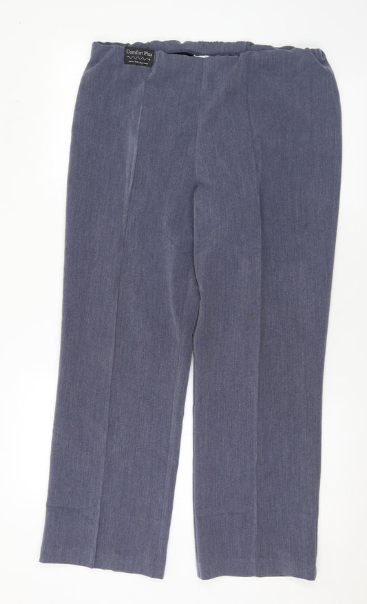 Classic Womens Blue Polyester Trousers Size 14 L27 in Regular