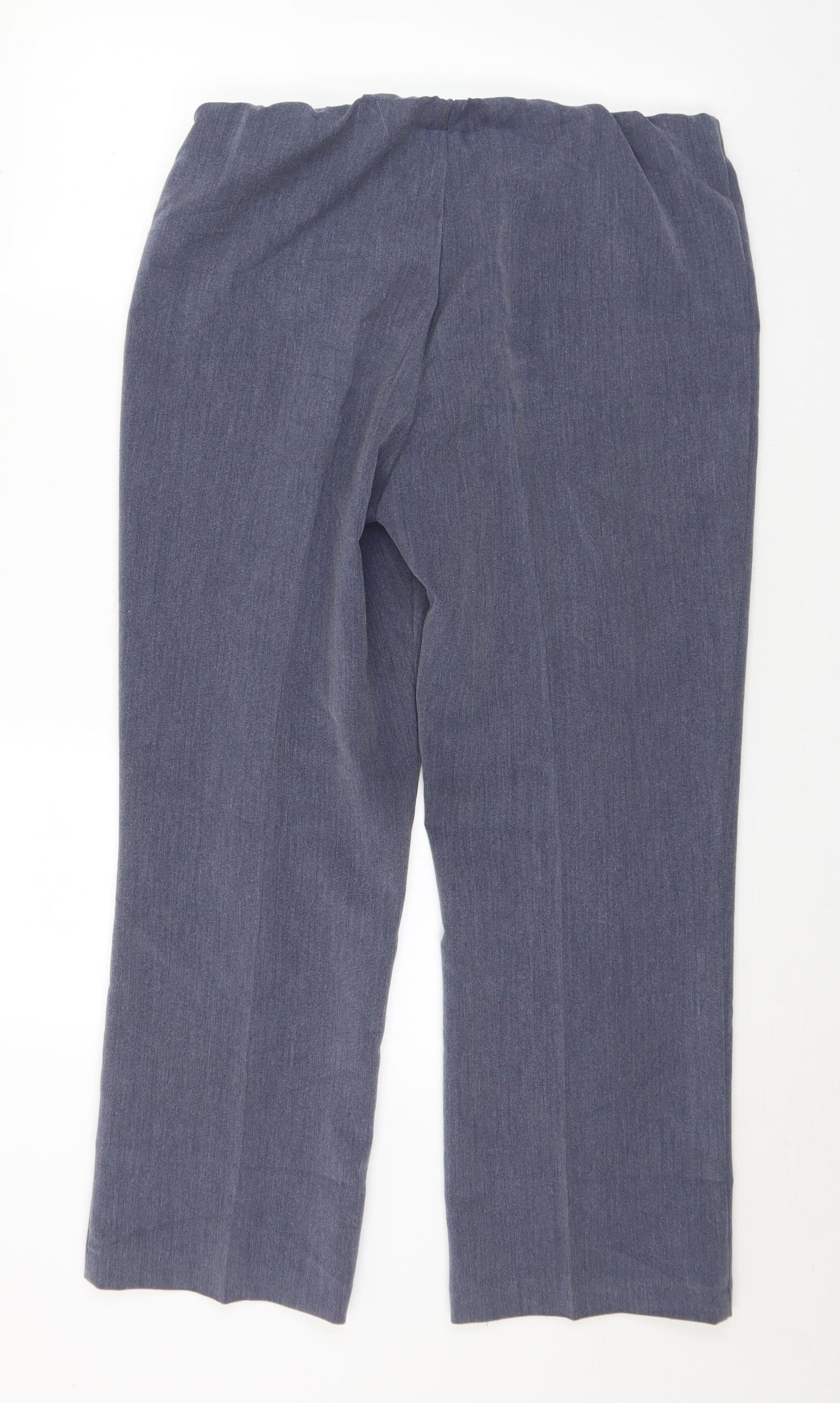 Classic Womens Blue Polyester Trousers Size 14 L27 in Regular
