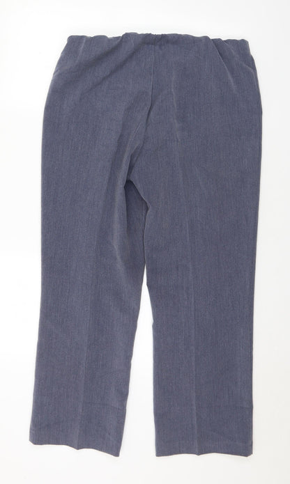 Classic Womens Blue Polyester Trousers Size 14 L27 in Regular